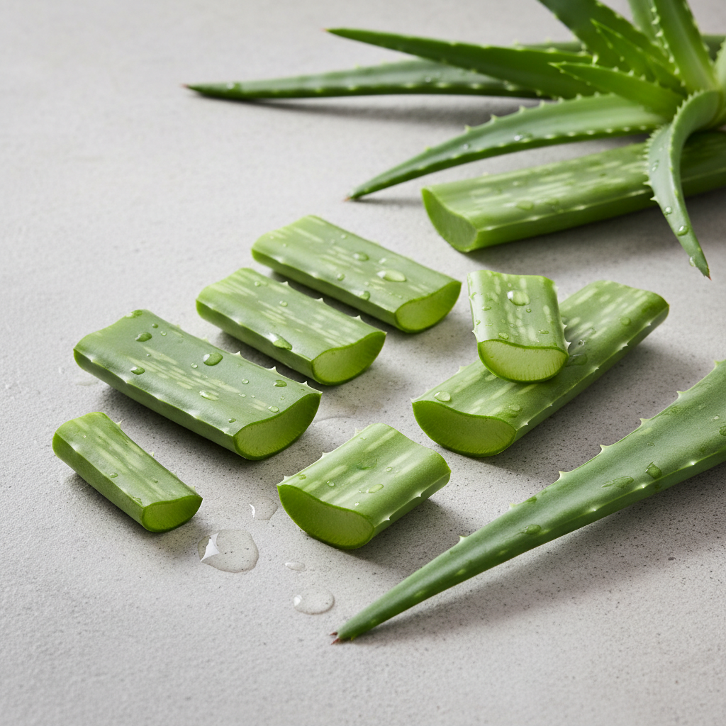 Hojas de aloe vera cortadas