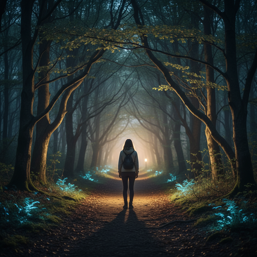 Persona disfrutando de una caminata matutina en el bosque